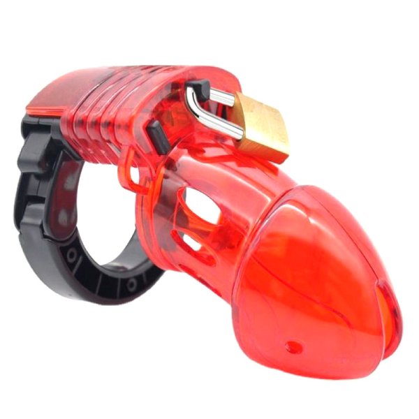 (image for) Adjustable Male Cock Cuff Chastity Device - Red