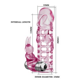 Crystal Pink Vibrating Rabbit Fishnet Penis Sleeve