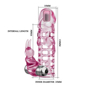 Crystal Pink Dual Vibration Rabbit Fishnet Penis Sleeve