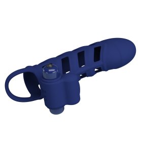 Prettylove Dark Blue Vibrating Fishnet Penis Sleeve