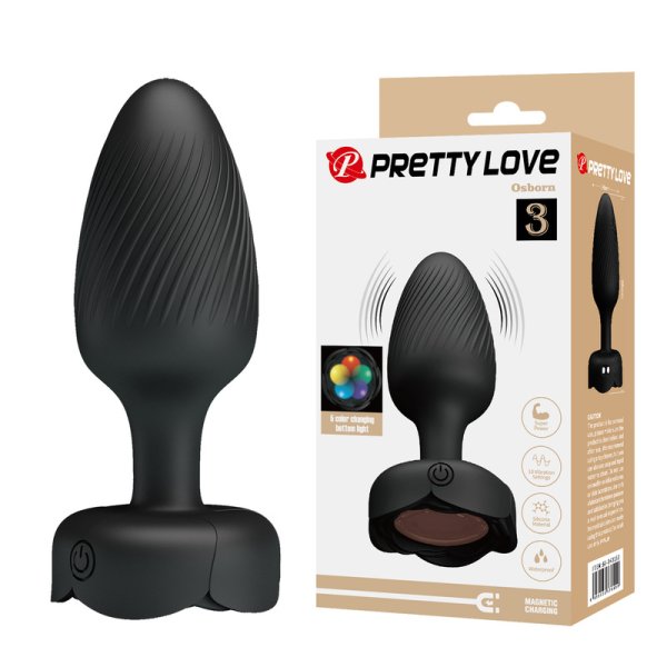 (image for) 3.86" Prettylove Bottom Light Spiral Floral Anal Vibrator