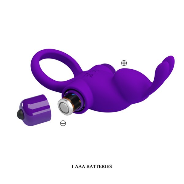 (image for) Prettylove Dark Blue Vibrating Rabbit Cock Ring