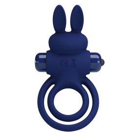 Prettylove Dark Blue Bunny Vibrating Cock Ring