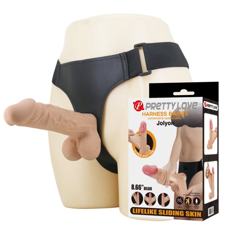(image for) 8.6 in Sliding Skin Strap On Dildo