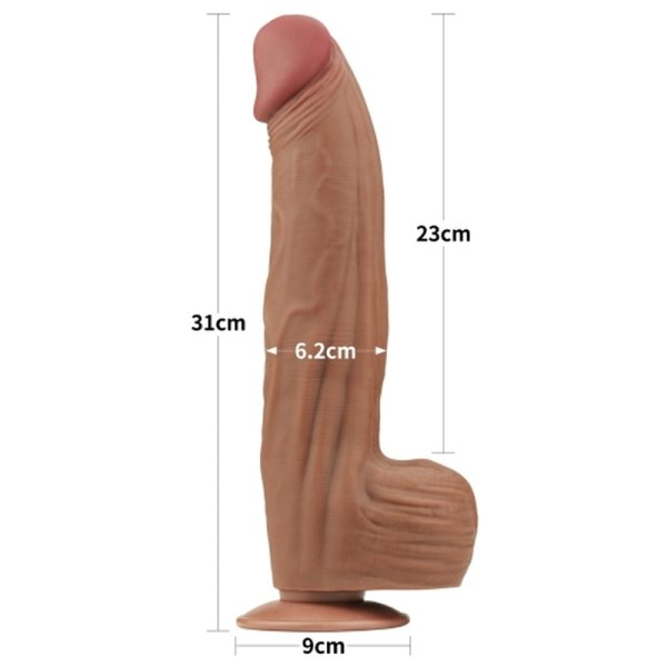 (image for) 12" King Sized Sliding Skin Dual Layer Dong