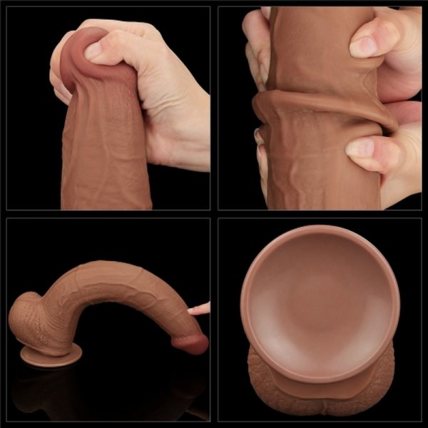 (image for) 13.5" King Sized Sliding Skin Dual Layer Dong
