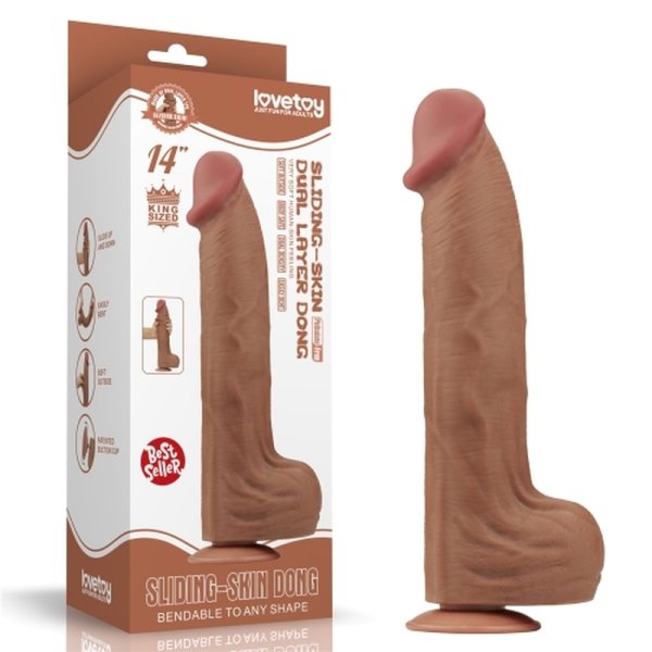 (image for) 14" King Sized Sliding Skin Dual Layer Dong