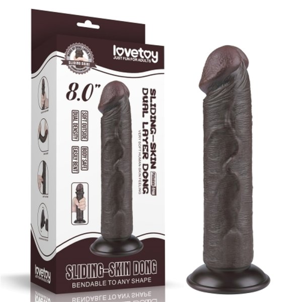 (image for) 8" Sliding Skin Dual Layer Dildo
