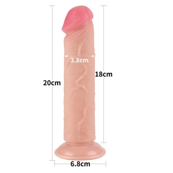 (image for) 8" Sliding Skin Dual Layer Dildo