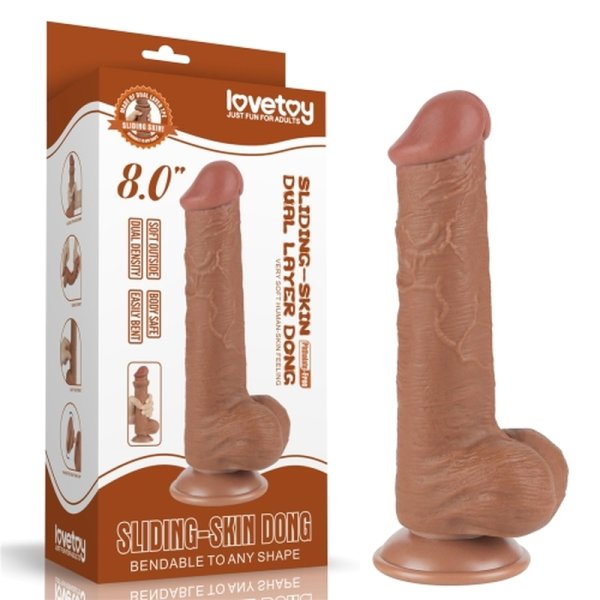 (image for) 8" Sliding Skin Dual Layer Dildo