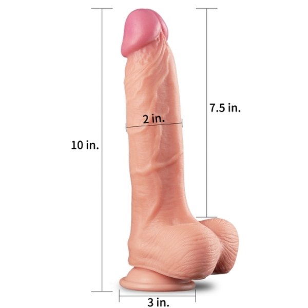 (image for) 10" Dual Layer Platinum Silicone Cock