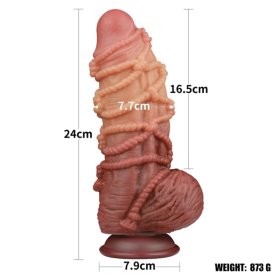 9.5'' Dual layered Platinum Silicone Cock with Rope