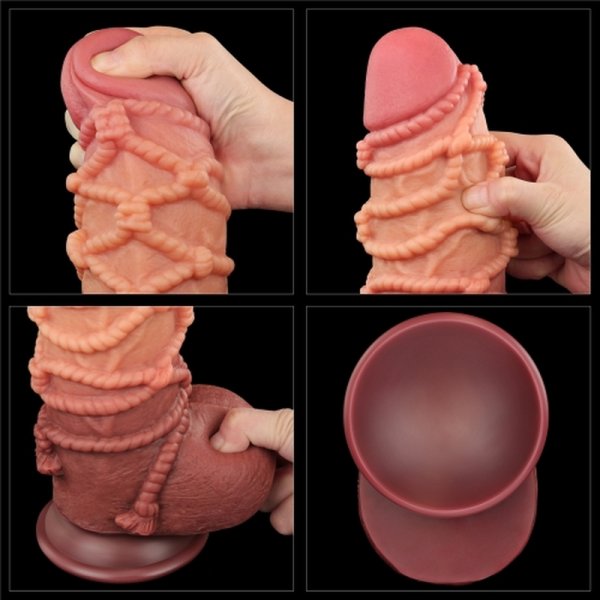 (image for) 9.5'' Dual layered Platinum Silicone Cock with Rope