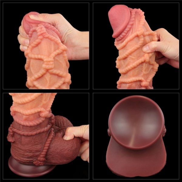 (image for) 10.5'' Dual layered Platinum Silicone Cock with Rope