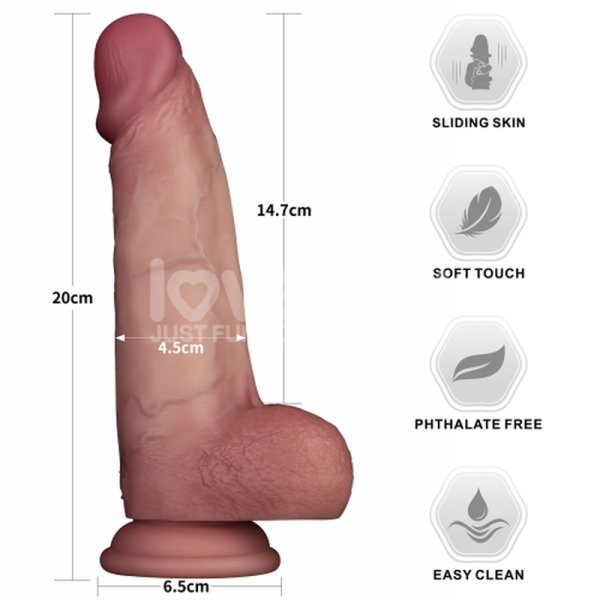 (image for) 8'' Sliding Skin Pro II Dual Layer Silicone Dong
