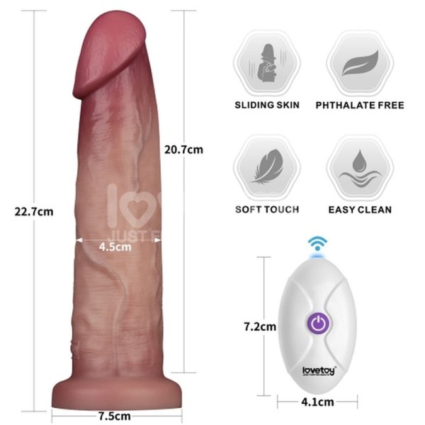 (image for) 9" Vibrating Sliding Skin Pro II Silicone Dong
