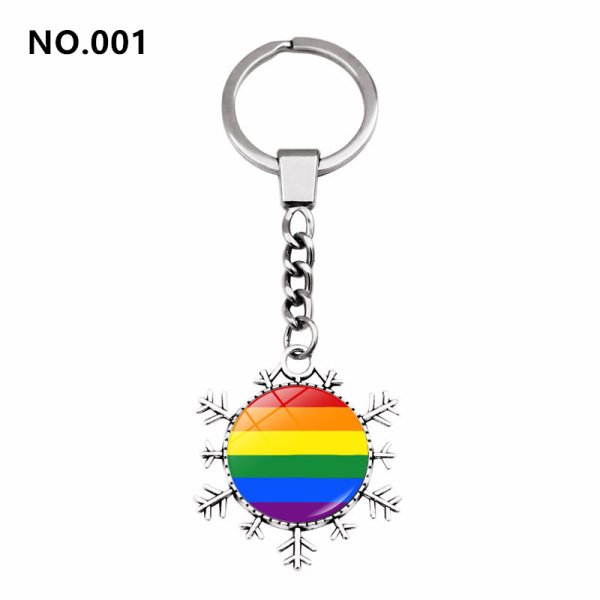 (image for) D707 Rainbow Gay Pride Flag Key chain Snow Pendant Key Ring