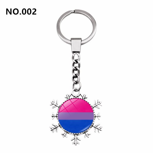 (image for) D707 Rainbow Gay Pride Flag Key chain Snow Pendant Key Ring
