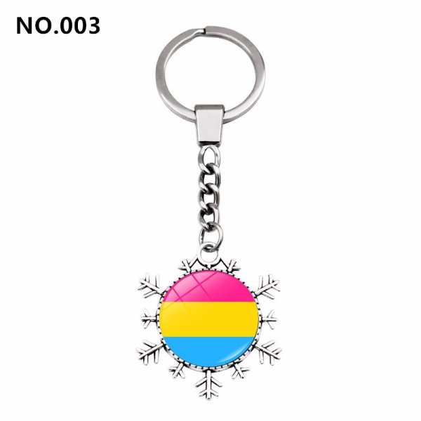 (image for) D707 Rainbow Gay Pride Flag Key chain Snow Pendant Key Ring
