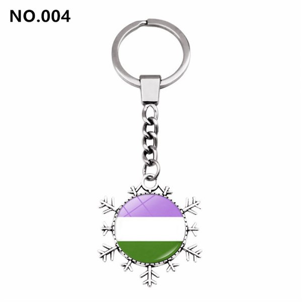 (image for) D707 Rainbow Gay Pride Flag Key chain Snow Pendant Key Ring