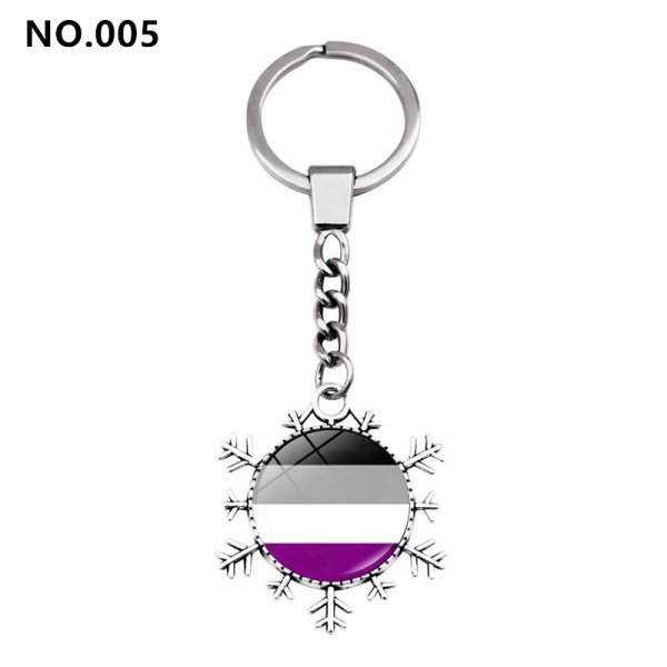 (image for) D707 Rainbow Gay Pride Flag Key chain Snow Pendant Key Ring