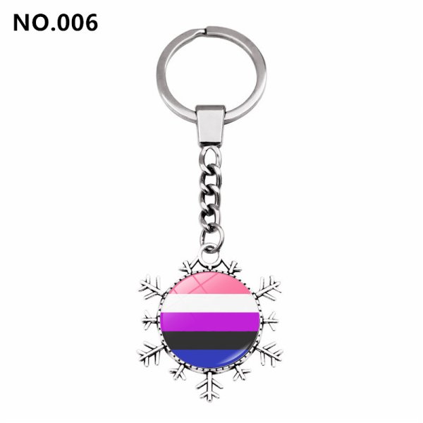 (image for) D707 Rainbow Gay Pride Flag Key chain Snow Pendant Key Ring