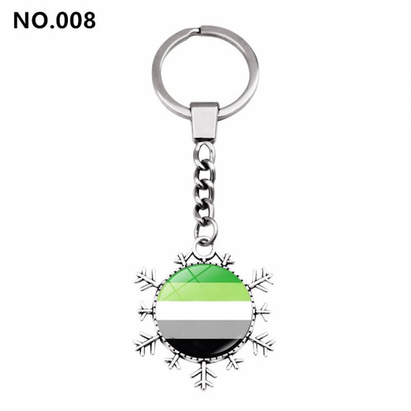 (image for) D707 Rainbow Gay Pride Flag Key chain Snow Pendant Key Ring