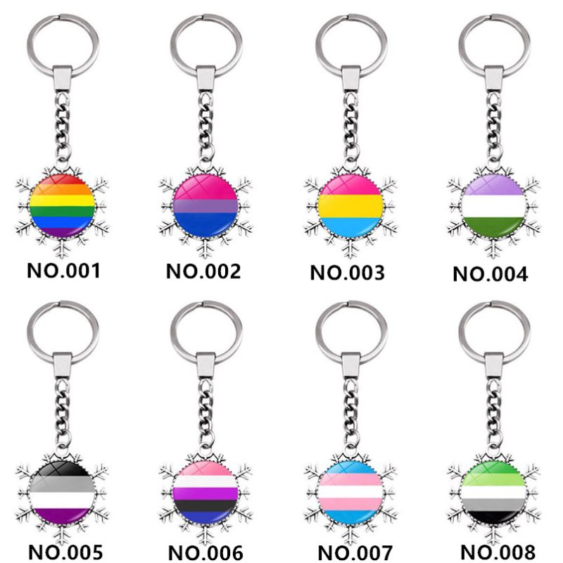 (image for) D707 Rainbow Gay Pride Flag Key chain Snow Pendant Key Ring