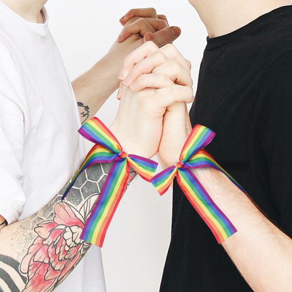 (image for) D708 LGBT Rainbow Ribbon 90*5cm-10pcs