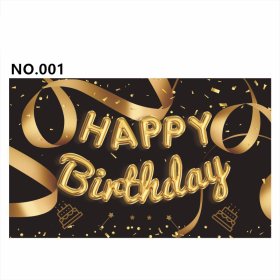 D801 Black&Golden Birthday Banner