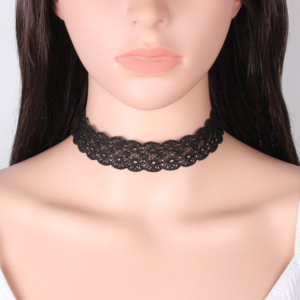 (image for) Wide Floral Lace Choker Necklace