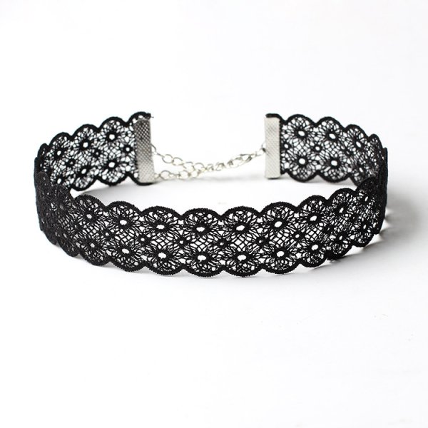 (image for) Wide Floral Lace Choker Necklace