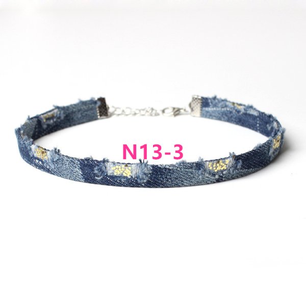 (image for) N313 Denim Collar Punk Choker Necklace