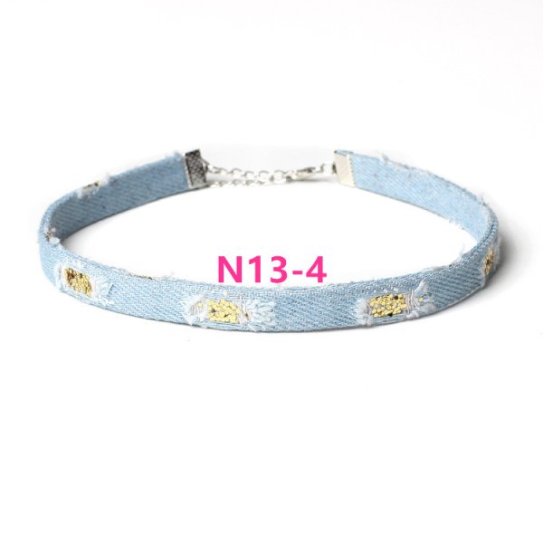 (image for) N313 Denim Collar Punk Choker Necklace