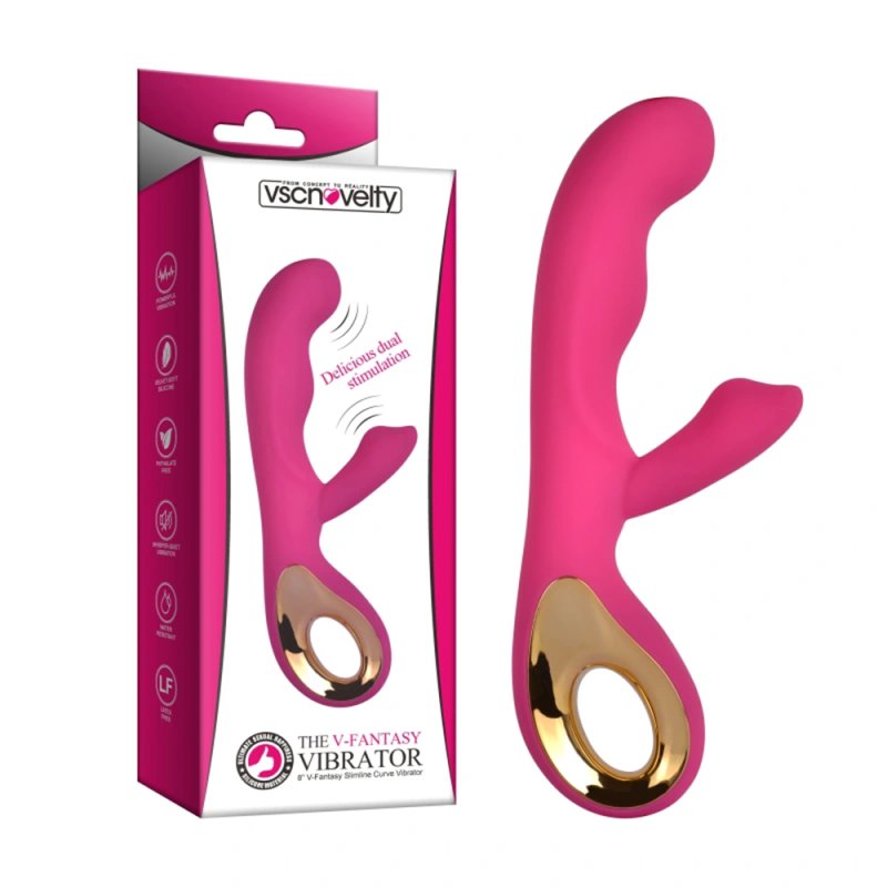 (image for) 8” V-Fantasy Slimline Curve Vibrator