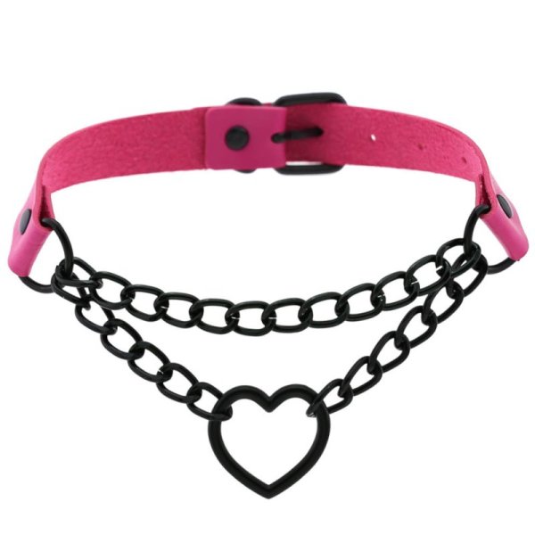 (image for) Black Heart Ring Chain Neck Necklace