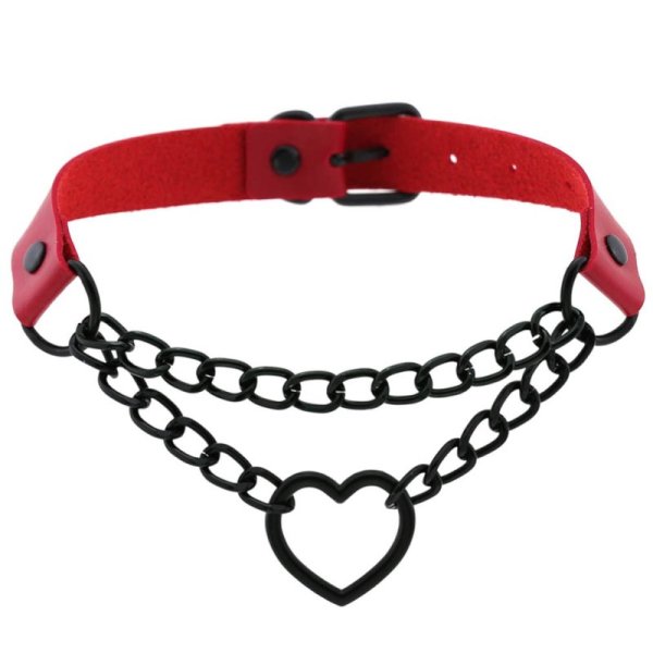 (image for) Black Heart Ring Chain Neck Necklace