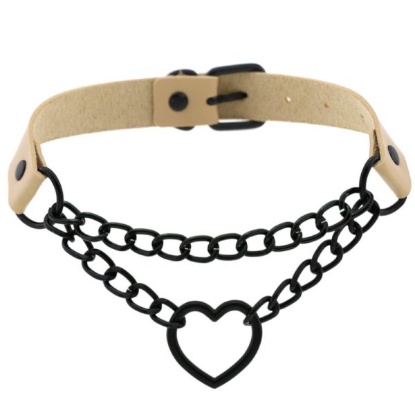 (image for) Black Heart Ring Chain Neck Necklace