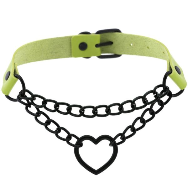 (image for) Black Heart Ring Chain Neck Necklace