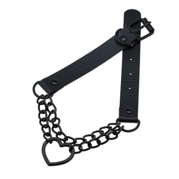 (image for) Black Heart Ring Chain Neck Necklace