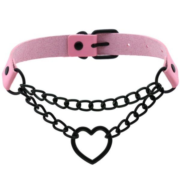(image for) Black Heart Ring Chain Neck Necklace