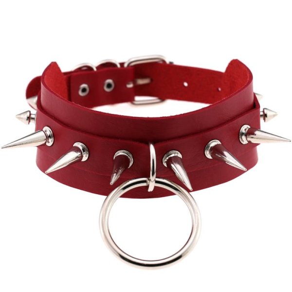 (image for) Double Layer PU Leather Silver Nail Collar