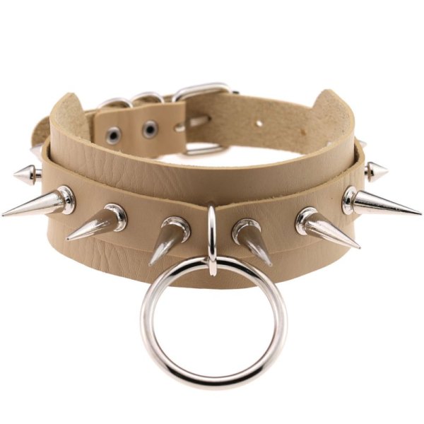 (image for) Double Layer PU Leather Silver Nail Collar