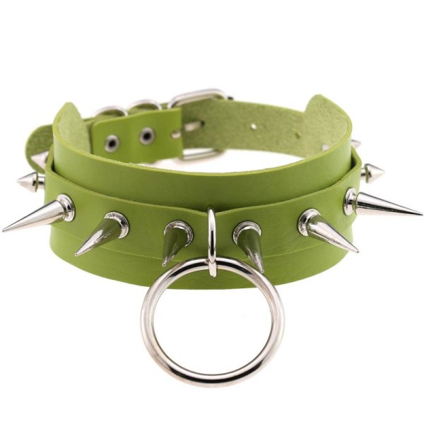 (image for) Double Layer PU Leather Silver Nail Collar