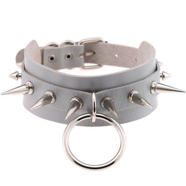 (image for) Double Layer PU Leather Silver Nail Collar