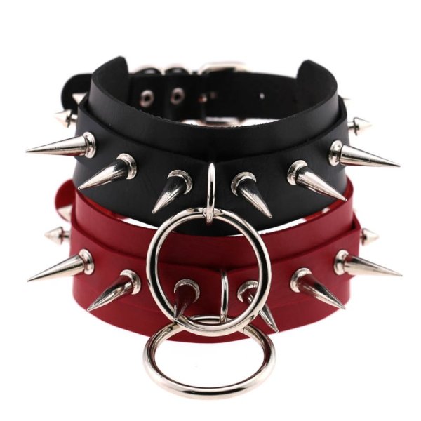 (image for) Double Layer PU Leather Silver Nail Collar