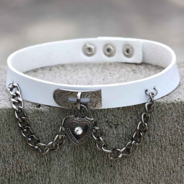 (image for) Heart Lock Leather Collar Neck Strap
