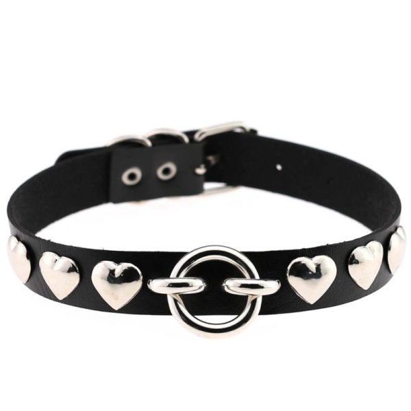(image for) Rivet Heart Stud PU Collar