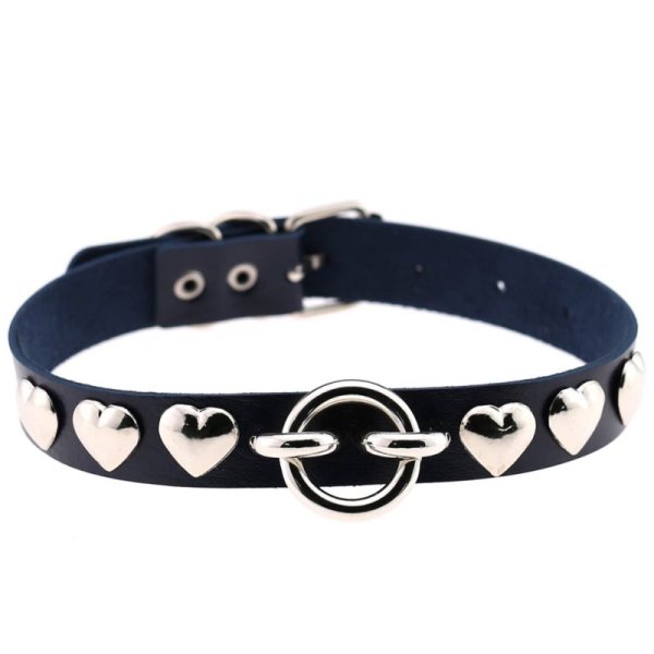 (image for) Rivet Heart Stud PU Collar
