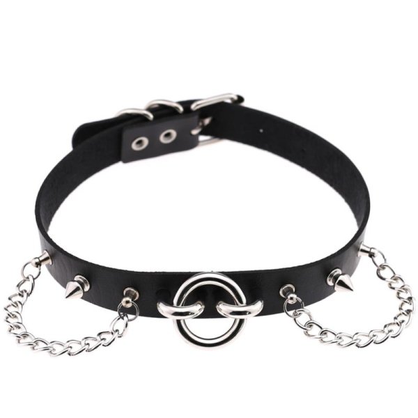 (image for) Ring With Chain Leather Collar
